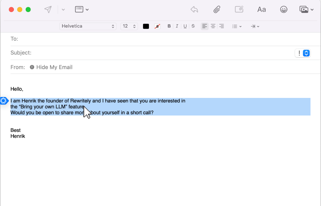 Select the text you want to rewrite.